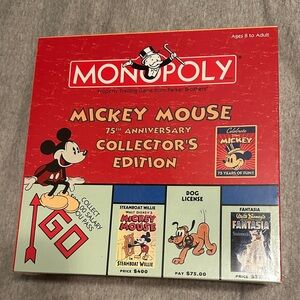 Monopoly Mickey Mouse Collector's Edition Board Game - Red